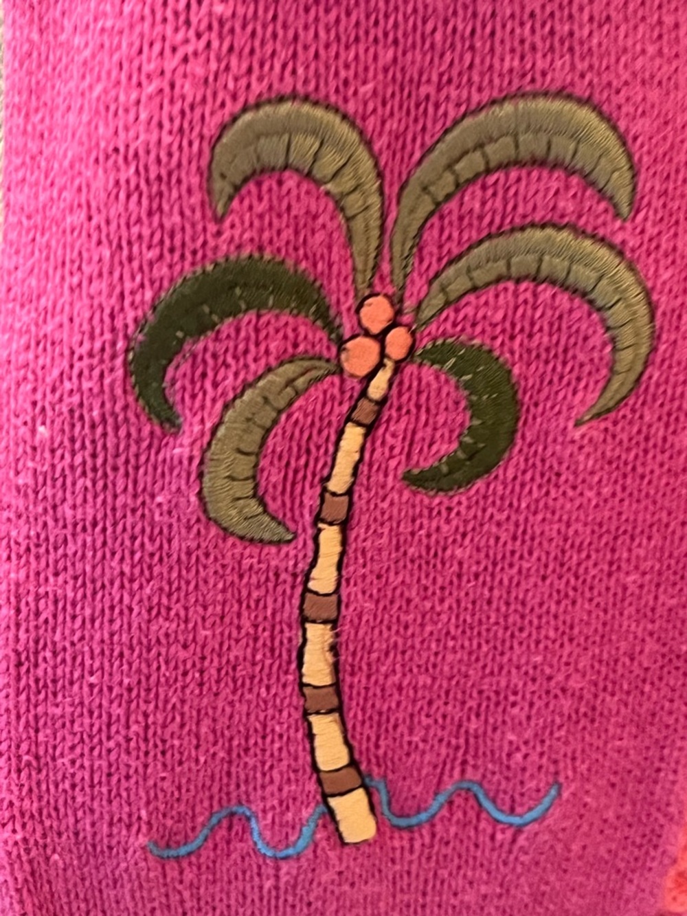 Vintage Tropical Patchwork Embroidered Short Sleeve Sweater M - Picture 3 of 6